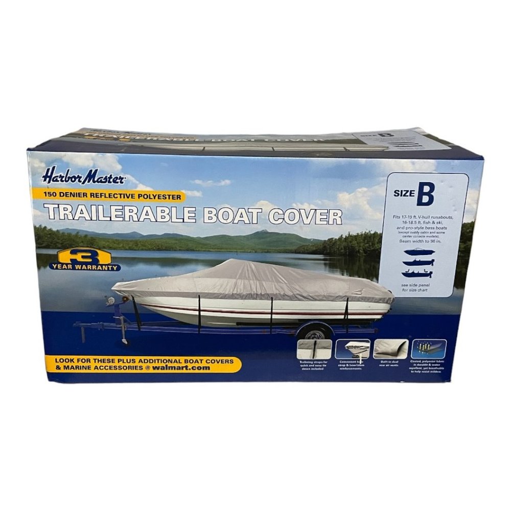 Harbor Master 150-Denier Polyester Water-Resistant Boat Cover, Gray, Model B